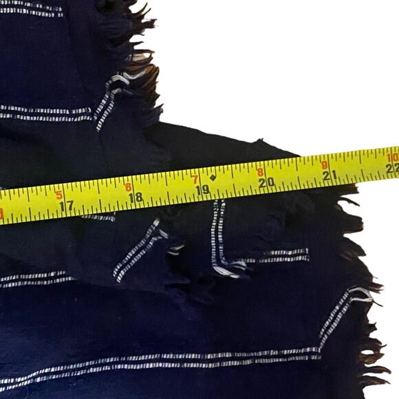 Free People Evey Peasant Top Tie Neck Navy White Striped Balloon Sleeves Small - Picture 5 of 9